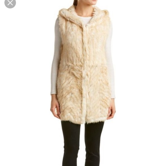 Love Token Jackets & Blazers - Love Token Hooded Fur Vest